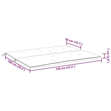vidaXL Μαξιλάρι Πάγκου Κήπου Κρεμ Λευκό 120x(50+50)x7cm Ύφασμα Oxford