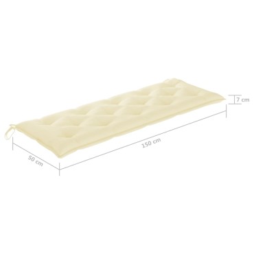 vidaXL Μαξιλάρι Πάγκου Κήπου Κρεμ Λευκό 150x(50+50)x7cm Ύφασμα Oxford