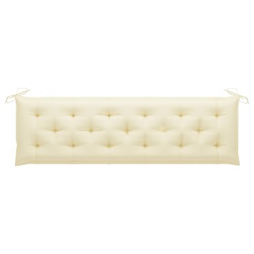 vidaXL Μαξιλάρι Πάγκου Κήπου Κρεμ Λευκό 180x(50+50)x7cm Ύφασμα Oxford