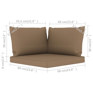 vidaXL Μαξιλάρια παλετών 3 τεμ. Taupe από ύφασμα Oxford