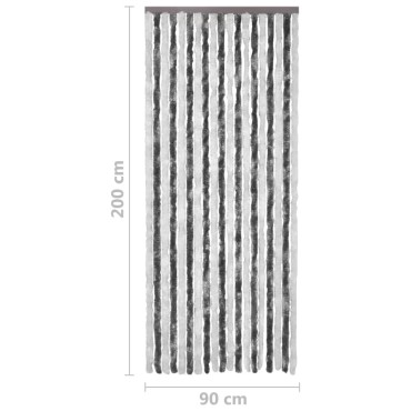 vidaXL Σήτα - Κουρτίνα Πόρτας Γκρι / Λευκό 90 x 200 εκ. από Σενίλ