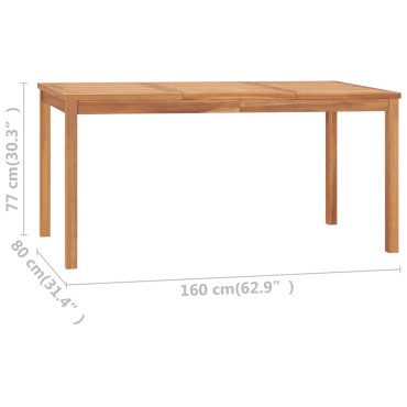 vidaXL Τραπεζαρία Κήπου 160x80x77cm από Μασίφ Ξύλο Teak 1 τεμ.