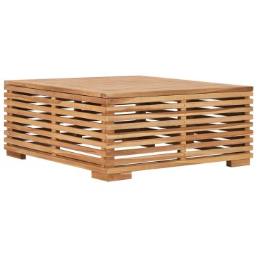vidaXL Σετ Τραπέζι Κήπου & Υποπόδιο Μασίφ Ξύλο Teak με Γκρι Μαξιλάρι 70x70x31cm