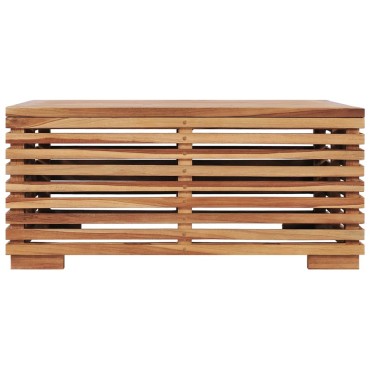 vidaXL Σετ Τραπέζι Κήπου & Υποπόδιο Μασίφ Ξύλο Teak με Γκρι Μαξιλάρι 70x70x31cm