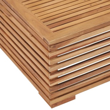 vidaXL Σετ Τραπέζι Κήπου & Υποπόδιο Μασίφ Ξύλο Teak με Γκρι Μαξιλάρι 70x70x31cm