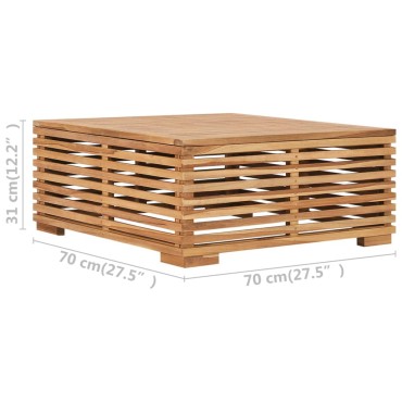 vidaXL Σετ Τραπέζι Κήπου & Υποπόδιο Μασίφ Ξύλο Teak με Γκρι Μαξιλάρι 70x70x31cm