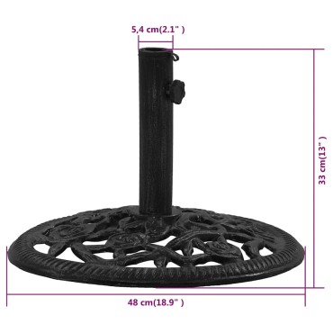 vidaXL Βάση Ομπρέλας Μαύρη 48 x 48 x 33 εκ. από Χυτοσίδηρο