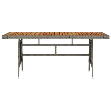vidaXL Τραπέζι Κήπου Γκρι 160x70x72cm Συνθ. Ρατάν/Μασίφ Ξύλο Ακακίας 1 τεμ.