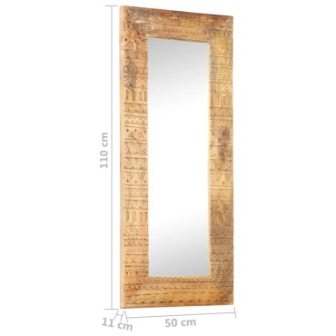 vidaXL Καθρέφτης Σκαλιστός στο Χέρι 110x50x2,5εκ από Μασίφ Ξύλο Μάνγκο