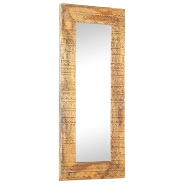 vidaXL Καθρέφτης Σκαλιστός στο Χέρι 110x50x2,5εκ από Μασίφ Ξύλο Μάνγκο