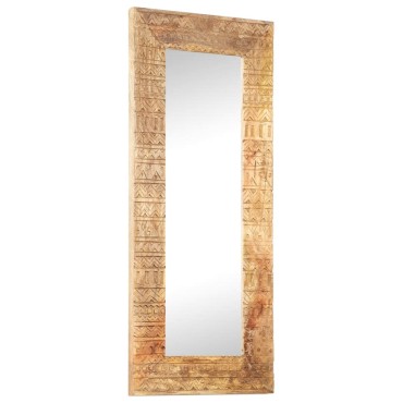 vidaXL Καθρέφτης Σκαλιστός στο Χέρι 110x50x2,5εκ από Μασίφ Ξύλο Μάνγκο