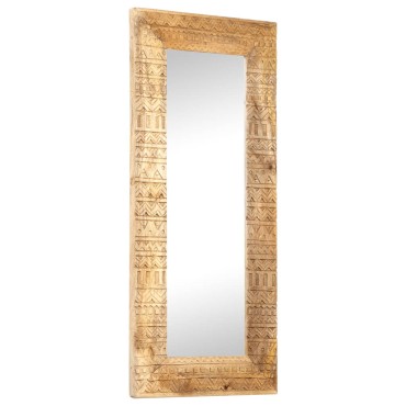 vidaXL Καθρέφτης Σκαλιστός στο Χέρι 110x50x2,5εκ από Μασίφ Ξύλο Μάνγκο