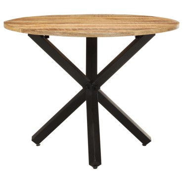 vidaXL Τραπεζαρία Στρογγυλή 100x100x75cm Ακατέργαστο Ξύλο Μάνγκο 1 τεμ.
