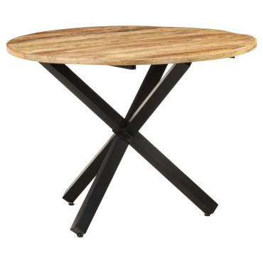 vidaXL Τραπεζαρία Στρογγυλή 100x100x75cm Ακατέργαστο Ξύλο Μάνγκο 1 τεμ.