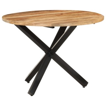 vidaXL Τραπεζαρία Στρογγυλή 100x100x75cm Ακατέργαστο Ξύλο Μάνγκο 1 τεμ.