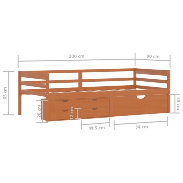 vidaXL Πλαίσιο Κρεβ. 2 Συρτάρια & Ντουλάπι Μελί 90x200εκ Ξύλο Πεύκου