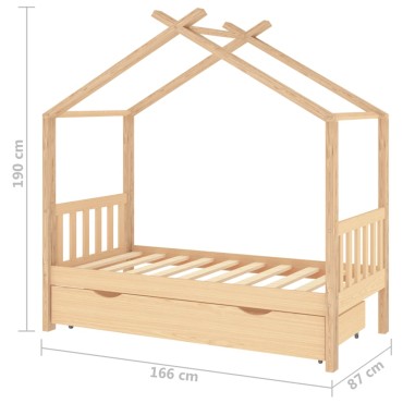 vidaXL Πλαίσιο Παιδικού Κρεβατιού με συρτάρι Ξύλο Πεύκου 80x160cm 1 τεμ. - Μονό