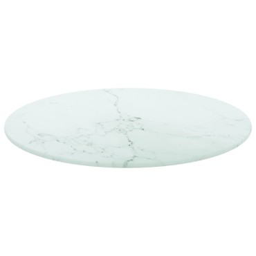 vidaXL Επιφάνεια Τραπεζιού Λευκή 40x0,8cm Ψημ. Γυαλί Μαρμ. Σχέδιο 1 τεμ.