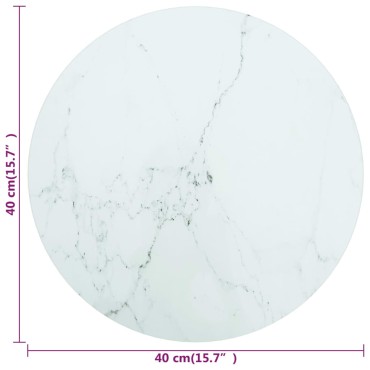 vidaXL Επιφάνεια Τραπεζιού Λευκή 40x0,8cm Ψημ. Γυαλί Μαρμ. Σχέδιο 1 τεμ.
