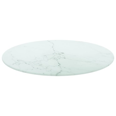 vidaXL Επιφάνεια Τραπεζιού Λευκή 50x0,8cm Ψημ. Γυαλί Μαρμ. Σχέδιο 1 τεμ.