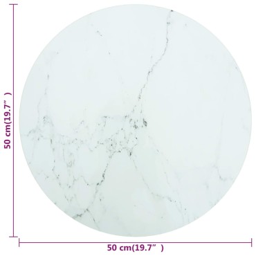 vidaXL Επιφάνεια Τραπεζιού Λευκή 50x0,8cm Ψημ. Γυαλί Μαρμ. Σχέδιο 1 τεμ.