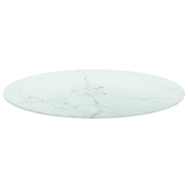 vidaXL Επιφάνεια Τραπεζιού Λευκή 60x0,8cm Ψημ. Γυαλί Μαρμ. Σχέδιο 1 τεμ.
