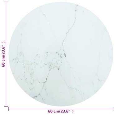 vidaXL Επιφάνεια Τραπεζιού Λευκή 60x0,8cm Ψημ. Γυαλί Μαρμ. Σχέδιο 1 τεμ.
