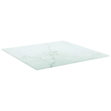 vidaXL Επιφάνεια Τραπεζιού Λευκή 50x50cm 6 χιλ Ψημ. Γυαλί Μαρμ. Σχέδιο 1 τεμ.