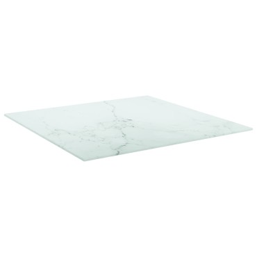 vidaXL Επιφάνεια Τραπεζιού Λευκή 60x60cm 6 χιλ Ψημ. Γυαλί Μαρμ. Σχέδιο 1 τεμ.