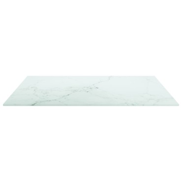 vidaXL Επιφάνεια Τραπεζιού Λευκή 60x60cm 6 χιλ Ψημ. Γυαλί Μαρμ. Σχέδιο 1 τεμ.