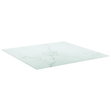 vidaXL Επιφάνεια Τραπεζιού Λευκή 70x70cm 6χιλ Ψημ. Γυαλί Μαρμ. Σχέδιο 1 τεμ.