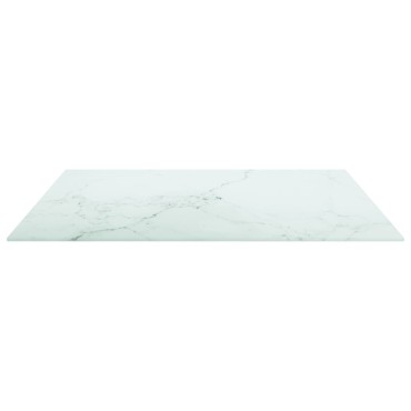 vidaXL Επιφάνεια Τραπεζιού Λευκή 70x70cm 6χιλ Ψημ. Γυαλί Μαρμ. Σχέδιο 1 τεμ.