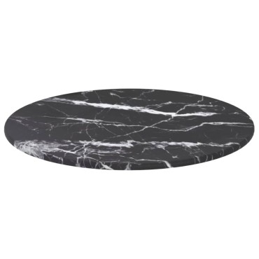 vidaXL Επιφάνεια Τραπεζιού Μαύρη 30x0,8cm Ψημ. Γυαλί Μαρμ. Σχέδιο 1 τεμ.