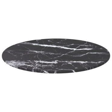 vidaXL Επιφάνεια Τραπεζιού Μαύρη 40x0,8cm Ψημ. Γυαλί Μαρμ. Σχέδιο 1 τεμ.