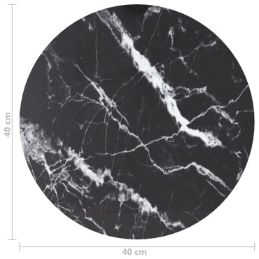 vidaXL Επιφάνεια Τραπεζιού Μαύρη 40x0,8cm Ψημ. Γυαλί Μαρμ. Σχέδιο 1 τεμ.