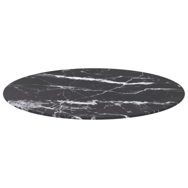 vidaXL Επιφάνεια Τραπεζιού Μαύρη 70x0,8cm Ψημ. Γυαλί Μαρμ. Σχέδιο 1 τεμ.