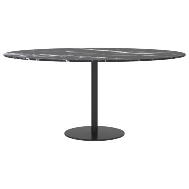 vidaXL Επιφάνεια Τραπεζιού Μαύρη 90x1cm Ψημ. Γυαλί Μαρμ. Σχέδιο 1 τεμ.