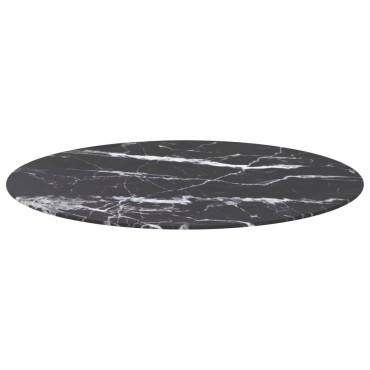 vidaXL Επιφάνεια Τραπεζιού Μαύρη 90x1cm Ψημ. Γυαλί Μαρμ. Σχέδιο 1 τεμ.