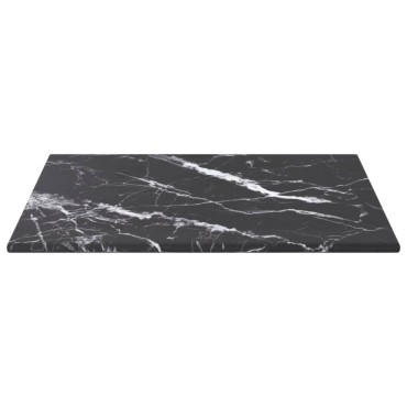 vidaXL Επιφάνεια Τραπεζιού Μαύρη 30x30cm 6 χιλ Ψημ. Γυαλί Μαρμ. Σχέδιο 1 τεμ.