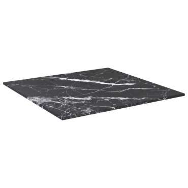 vidaXL Επιφάνεια Τραπεζιού Μαύρη 40x40cm 6 χιλ Ψημ. Γυαλί Μαρμ. Σχέδιο 1 τεμ.
