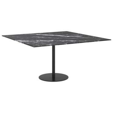 vidaXL Επιφάνεια Τραπεζιού Μαύρη 80x80cm 6 χιλ Ψημ. Γυαλί Μαρμ. Σχέδιο 1 τεμ.