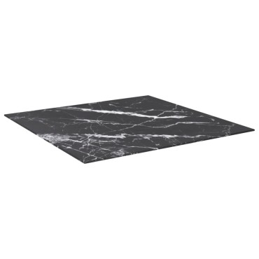 vidaXL Επιφάνεια Τραπεζιού Μαύρη 80x80cm 6 χιλ Ψημ. Γυαλί Μαρμ. Σχέδιο 1 τεμ.