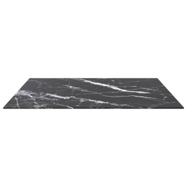 vidaXL Επιφάνεια Τραπεζιού Μαύρη 80x80cm 6 χιλ Ψημ. Γυαλί Μαρμ. Σχέδιο 1 τεμ.