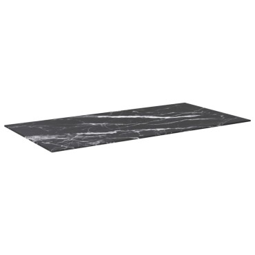 vidaXL Επιφάνεια Τραπεζιού Μαύρη 100x50cm 6χιλ Ψημ. Γυαλί Μαρμ. Σχέδιο 1 τεμ.