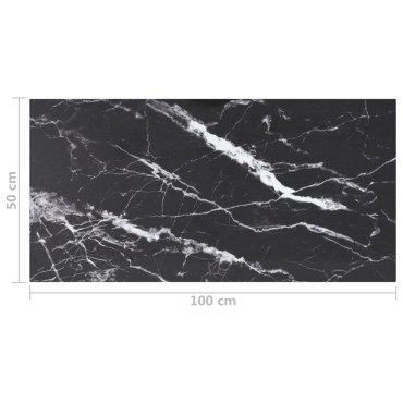 vidaXL Επιφάνεια Τραπεζιού Μαύρη 100x50cm 6χιλ Ψημ. Γυαλί Μαρμ. Σχέδιο 1 τεμ.