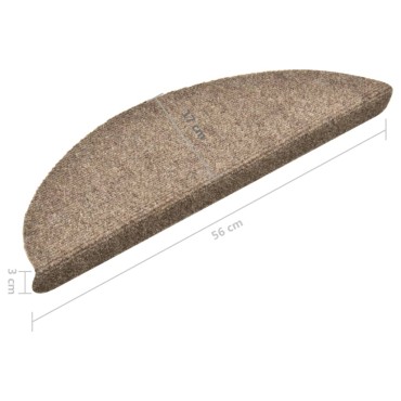 vidaXL Πατάκια Σκάλας Αυτοκόλλητα 15 τεμ Κρεμ 56x17x3 εκ. Βελονιασμένο