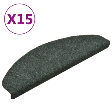 vidaXL Πατάκια Σκάλας Αυτοκόλ. 15 τεμ Πράσινα 65x21x4 εκ. Βελονιασμένο