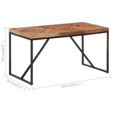 vidaXL Τραπεζαρία 140x70x76cm από Μασίφ Ξύλο Ακακίας/Ξύλο Μάνγκο 1 τεμ.