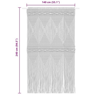 vidaXL Κουρτίνα Μακραμέ 140x240cm Βαμβακερή