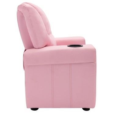 vidaXL Πολυθρόνα Παιδική Ανακλινόμενη Ροζ από Συνθετικό Δέρμα 51x62x67cm 1 τεμ.